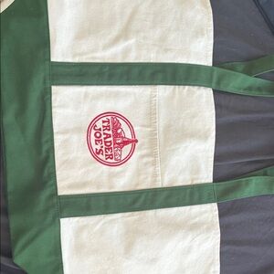 Trader Joe's Green and Cream Tote Bag